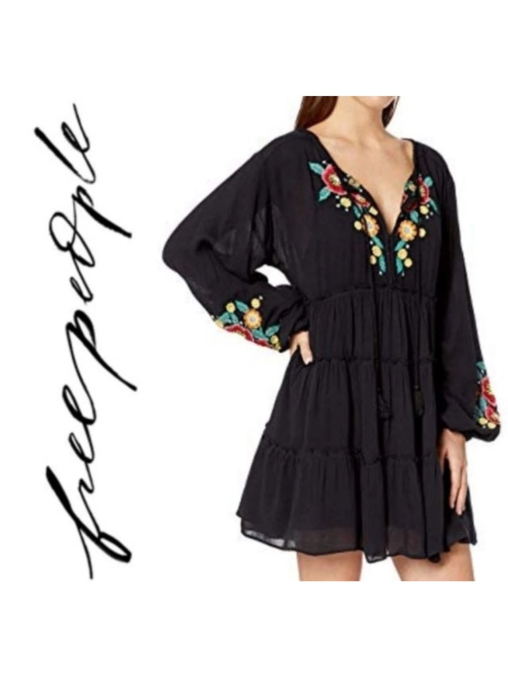 Free People Spell on You Embroidered Mini dress xs